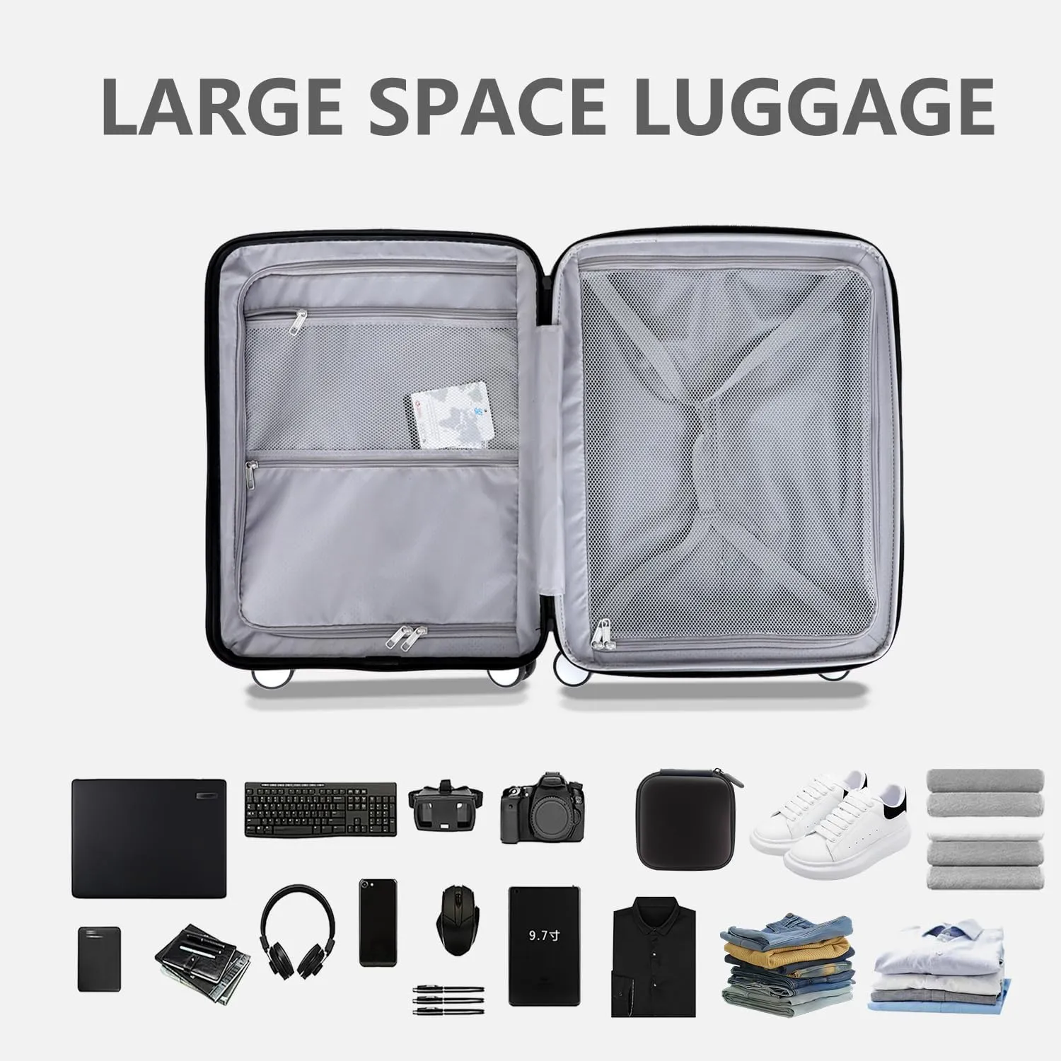 Luggage Sets 2 Piece, 20/28 Inch Lightweight Expandable PC Hardside Durable Suitcases with Spinner Wheels & TSA Lock, Gray