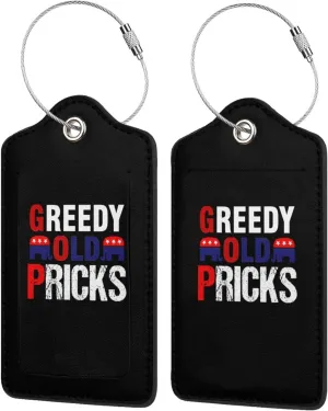 Luggage Tag Greedy Old Pricks Pu Leather Identifiers Id Tag Bag Suitcase Labels