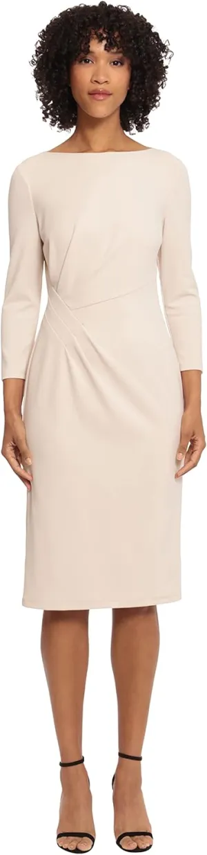 Maggy London Women's Scuba Crepe Pleat Tuck Waist Dress