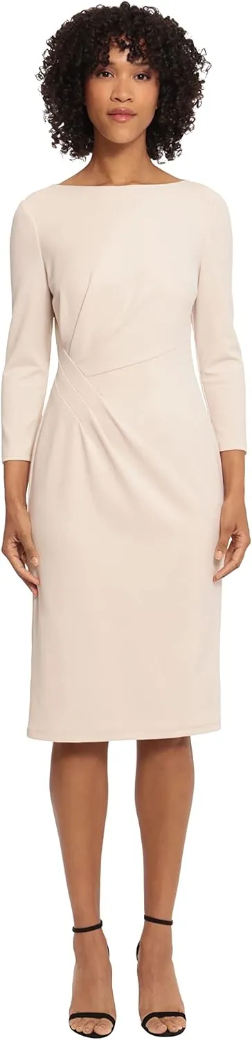 Maggy London Women's Scuba Crepe Pleat Tuck Waist Dress