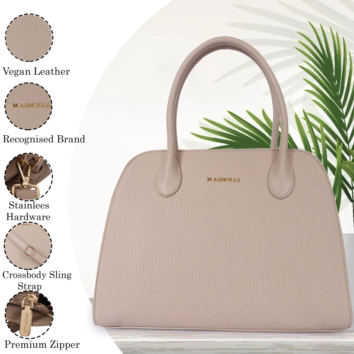 Magnolia Camille Textured Satchel Champange