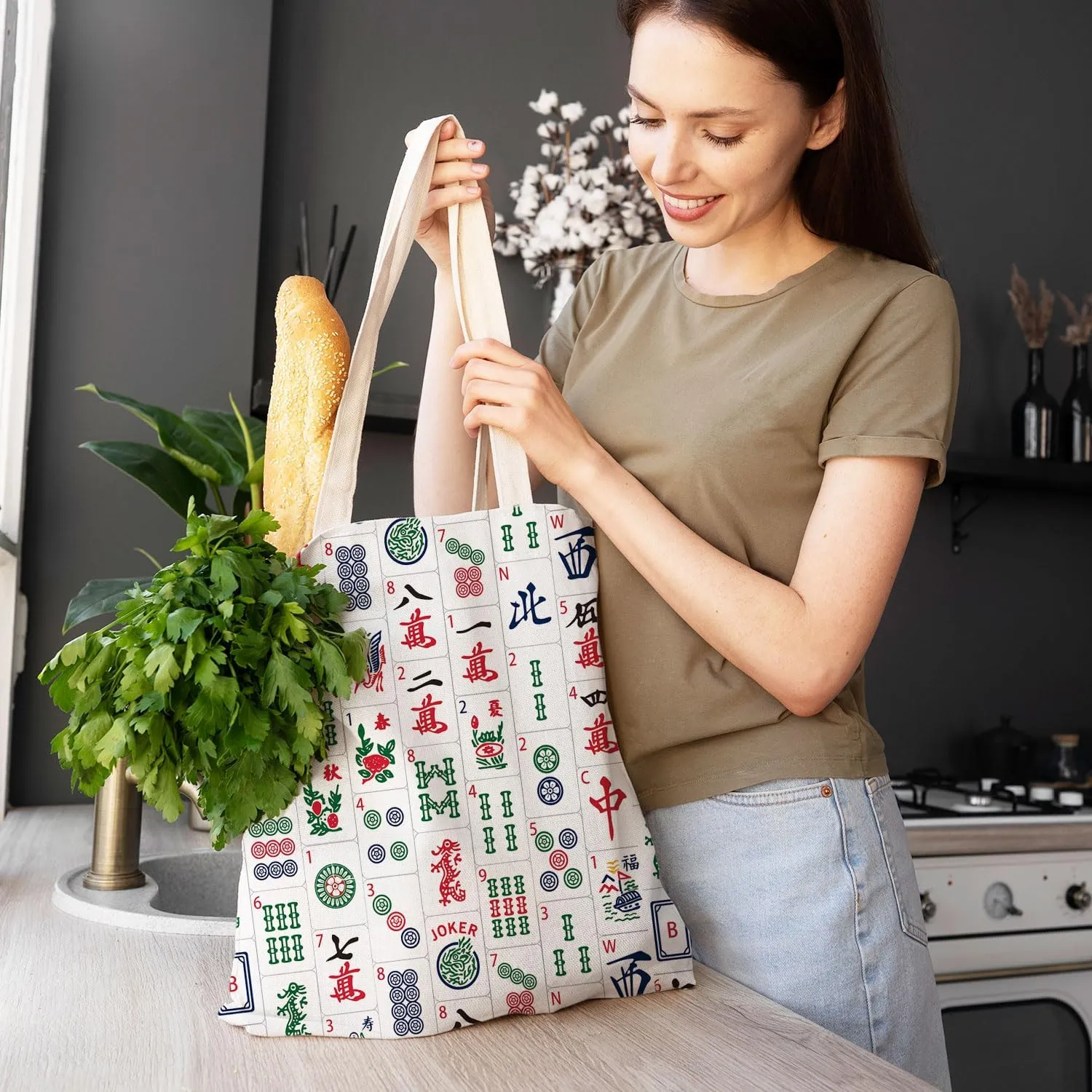 Mahjong Gifts Tote Bag - Mahjong Gifts for Friends Women Canvas Tote Bag