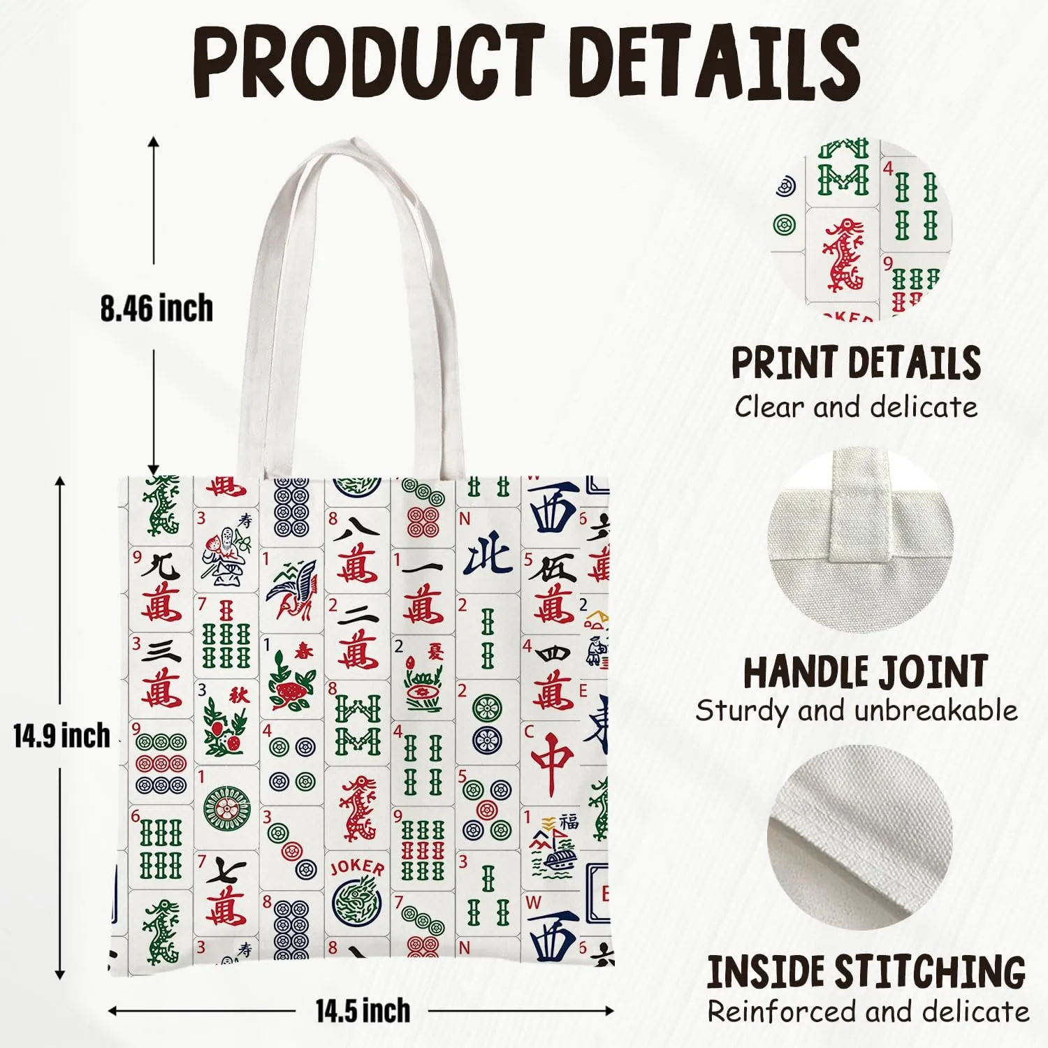 Mahjong Gifts Tote Bag - Mahjong Gifts for Friends Women Canvas Tote Bag