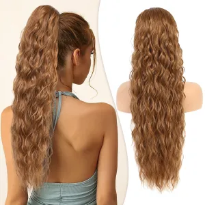 Mairead Ponytail Extension 26 Inch Lony Wavy Drawstring Ponytail Extensions for Women Synthetic Deep Copper for Daily Use, Deep Copper 30H