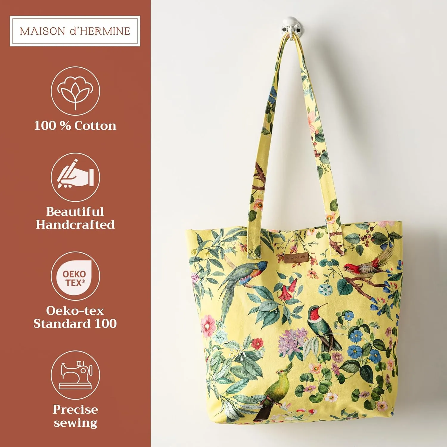 Maison d' Hermine Canvas Tote Bag 100% Cotton Canvas Reusable Shoulder Grocery Bag for Shopping Perfect for Men Women