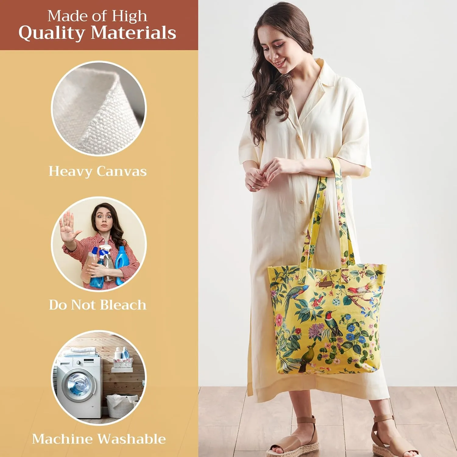 Maison d' Hermine Canvas Tote Bag 100% Cotton Canvas Reusable Shoulder Grocery Bag for Shopping Perfect for Men Women