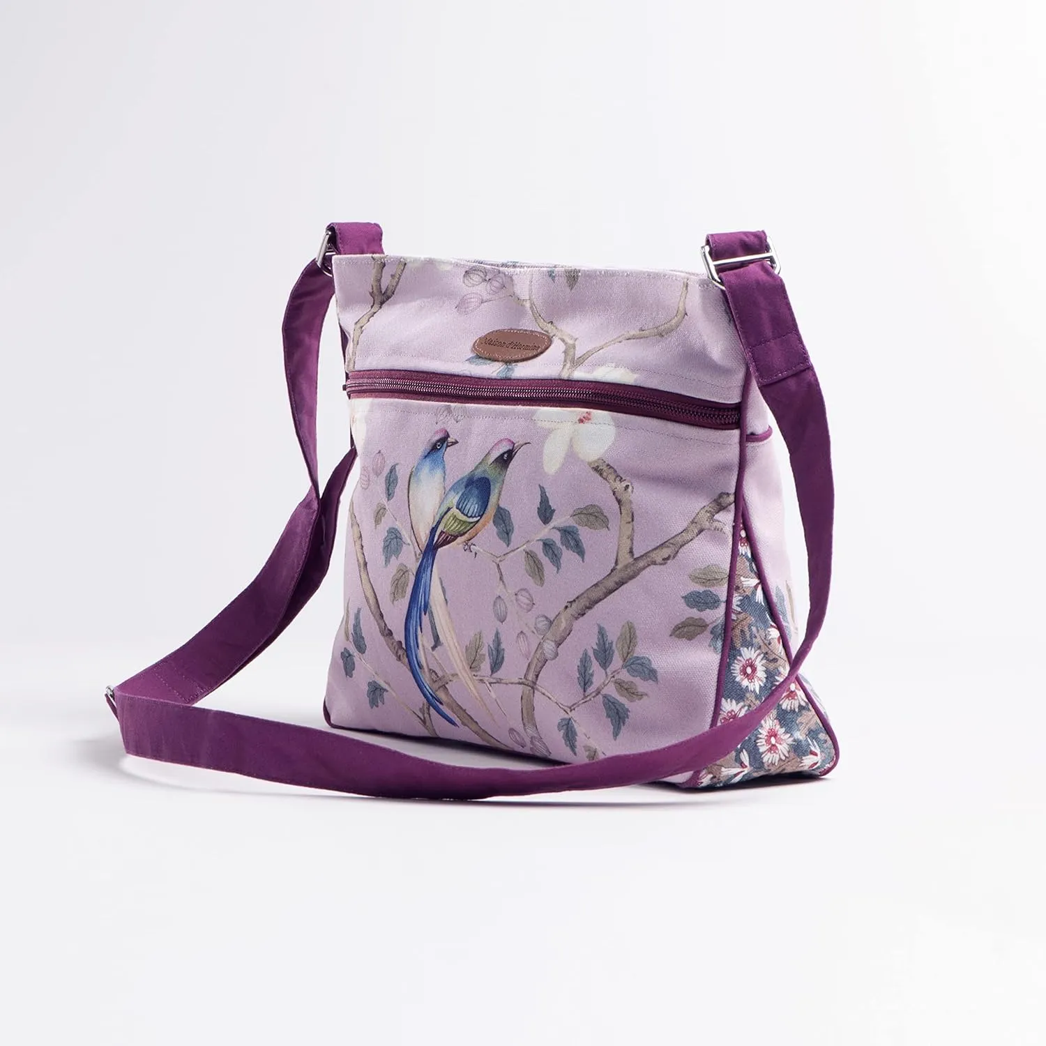 Maison d' Hermine Cross Body Bag Cotton Adjustable Shoulder Strap Hand Bag Tote purse with Zippered & Slip Pockets