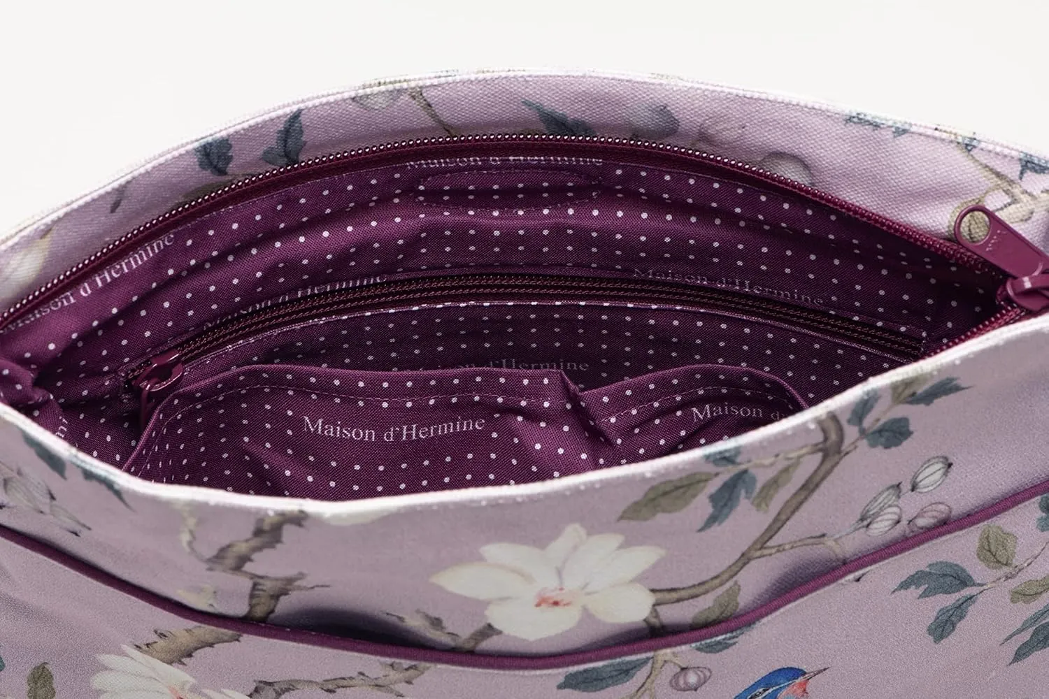 Maison d' Hermine Cross Body Bag Cotton Adjustable Shoulder Strap Hand Bag Tote purse with Zippered & Slip Pockets