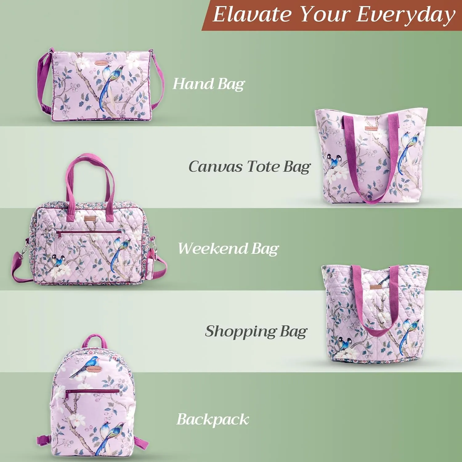 Maison d' Hermine Cross Body Bag Cotton Adjustable Shoulder Strap Hand Bag Tote purse with Zippered & Slip Pockets