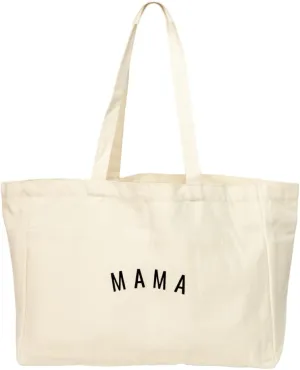 Mama Canvas Tote Bag With Six Pocket Organization - Cute Tote Bags For Baby Shower Gifts For Mom - Mommy Bag for Hospital or Diaper Bag, Natural