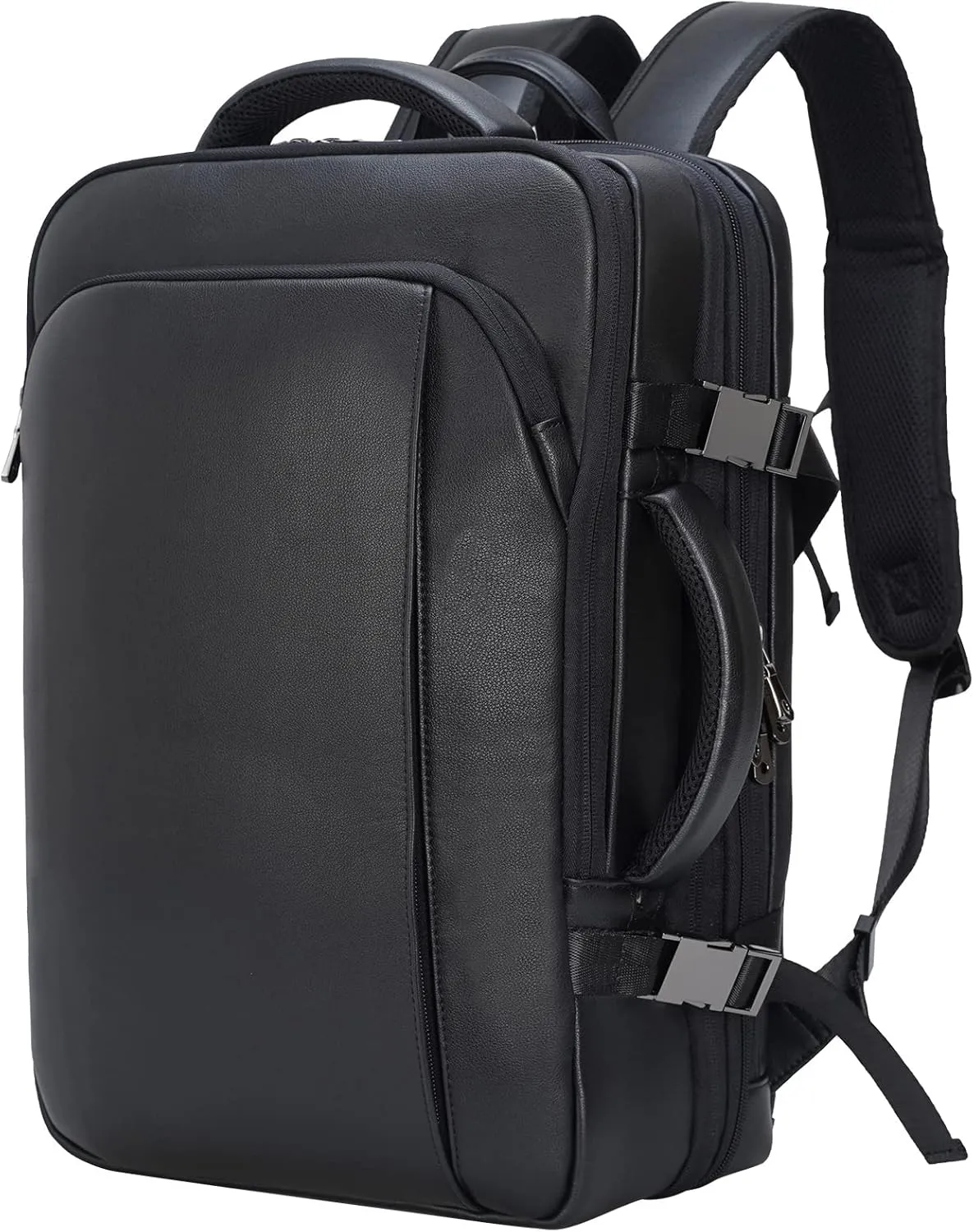 Masa Kawa Leather 15.6 Inch Laptop Backpack for Men Expandable 36L Business Travel Rucksack Daypack Weekender Bag