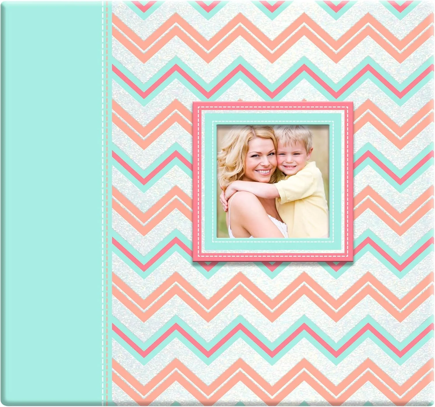 MCS Expandable 10-Page Glitter Chevron Scrapbook Album with Photo Opening Cover and 12 x 12 Inch Pages, 13.5 x 12.5 Inch, Pastel