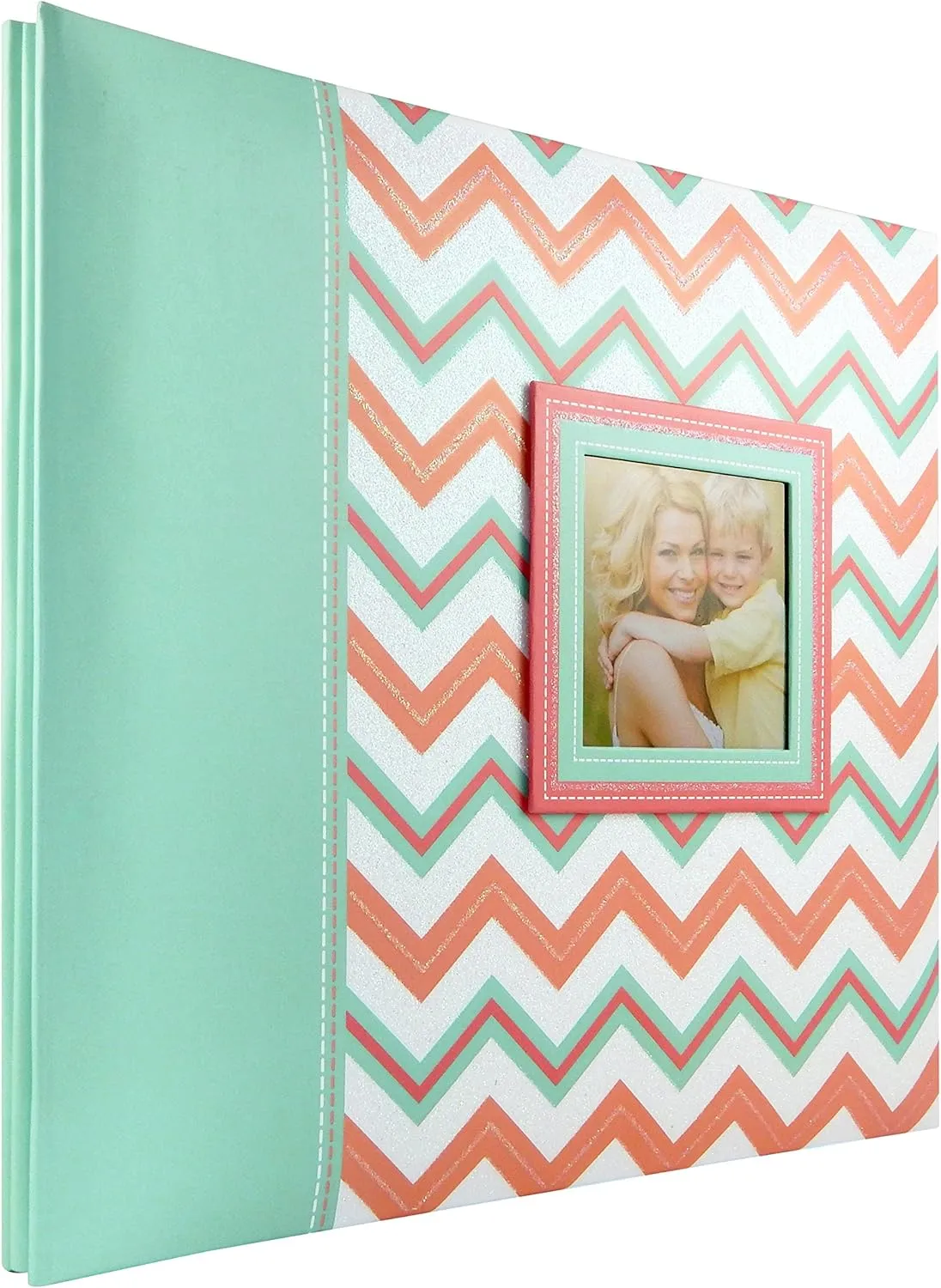 MCS Expandable 10-Page Glitter Chevron Scrapbook Album with Photo Opening Cover and 12 x 12 Inch Pages, 13.5 x 12.5 Inch, Pastel
