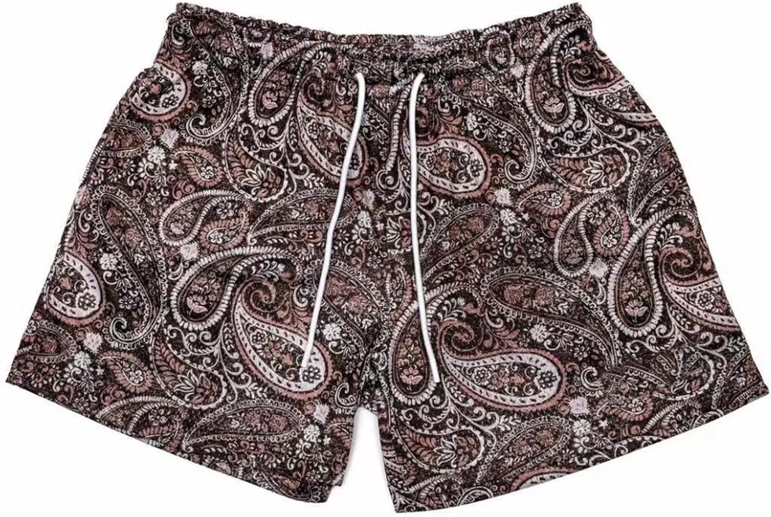 MECH-ENG Men's Paisley Shorts Mesh Graphic Bandana Print Boho Summer Beach Lightweight Drawstring Shorts
