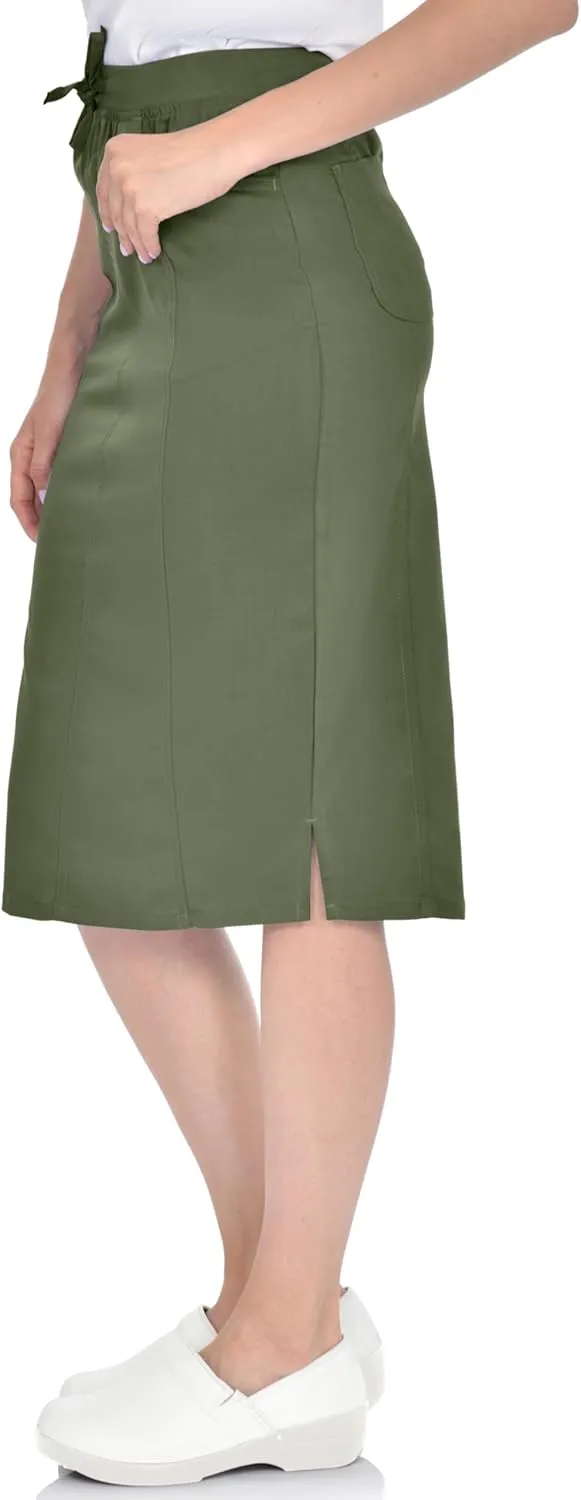 MediChic Women's Stretch Scrub Skirt - 5-Pocket, Comfortable & Durable Workwear Skirt for Healthcare, Medical Nursing
