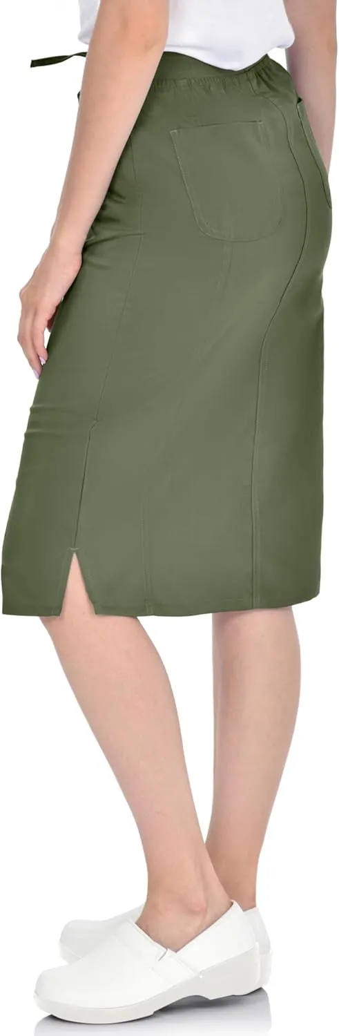 MediChic Women's Stretch Scrub Skirt - 5-Pocket, Comfortable & Durable Workwear Skirt for Healthcare, Medical Nursing