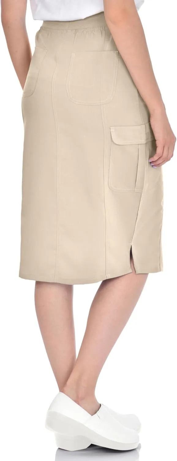 MediChic Women's Stretch Scrub Skirt - 5-Pocket, Comfortable & Durable Workwear Skirt for Healthcare, Medical Nursing