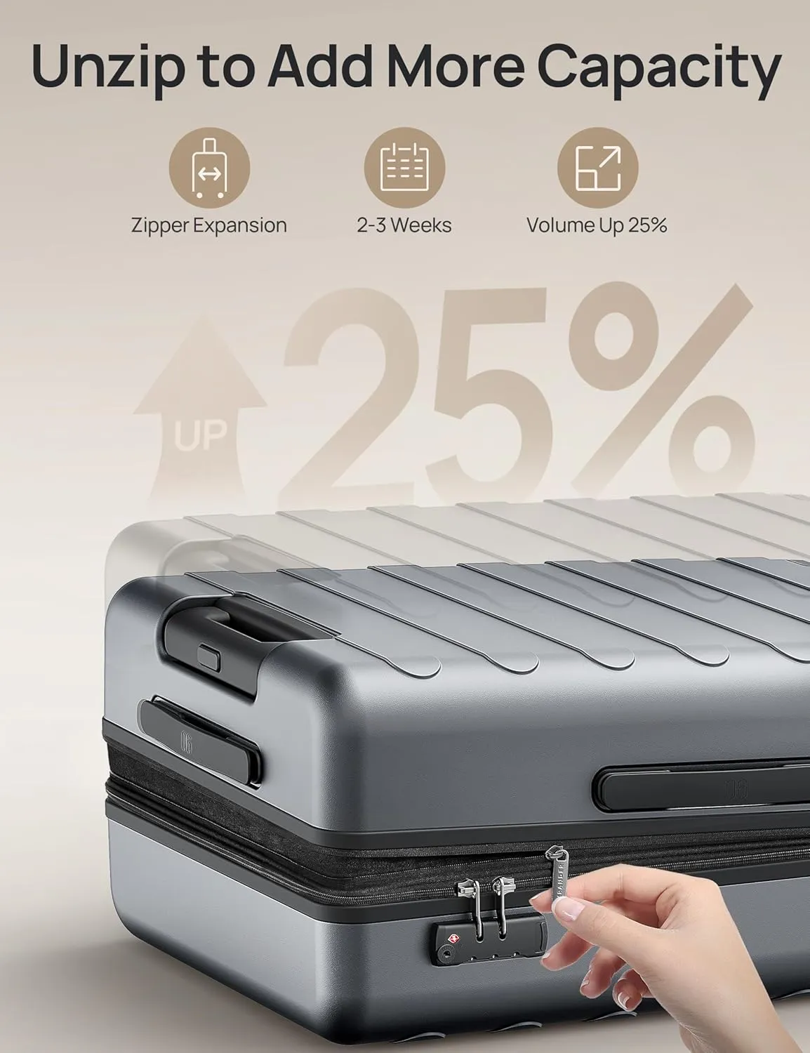 Medium Checked Luggage 24 Inch, Checking In Luggage with Smooth Spinner Wheels, Expandable, Hard Shell PC Suitcase, Lightweight Travel Luggage, TSA Approved (Grey, Rhine Max)