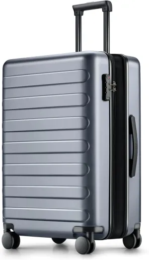 Medium Checked Luggage 24 Inch, Checking In Luggage with Smooth Spinner Wheels, Expandable, Hard Shell PC Suitcase, Lightweight Travel Luggage, TSA Approved (Grey, Rhine Max)
