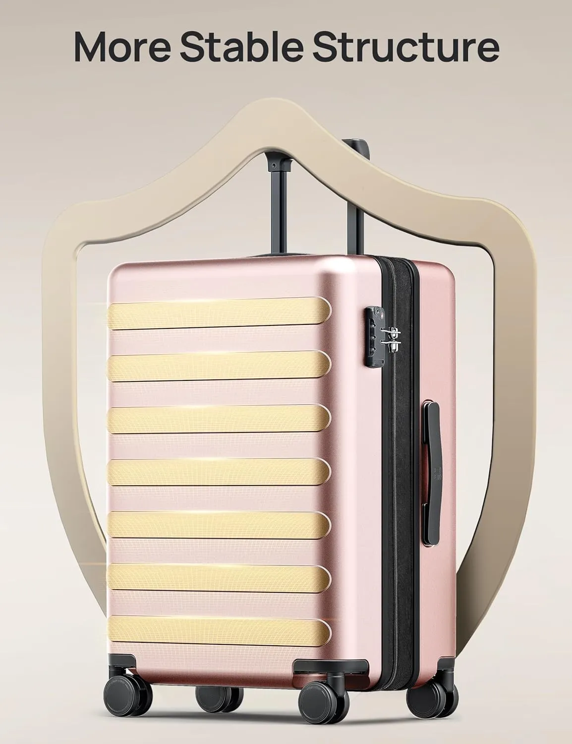 Medium Checked Luggage 24 Inch, Checking In Luggage with Smooth Spinner Wheels, Expandable, Hard Shell PC Suitcase, Lightweight Travel Luggage, TSA Approved (Pink, Rhine Max)