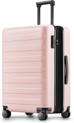 Medium Checked Luggage 24 Inch, Checking In Luggage with Smooth Spinner Wheels, Expandable, Hard Shell PC Suitcase, Lightweight Travel Luggage, TSA Approved (Pink, Rhine Max)