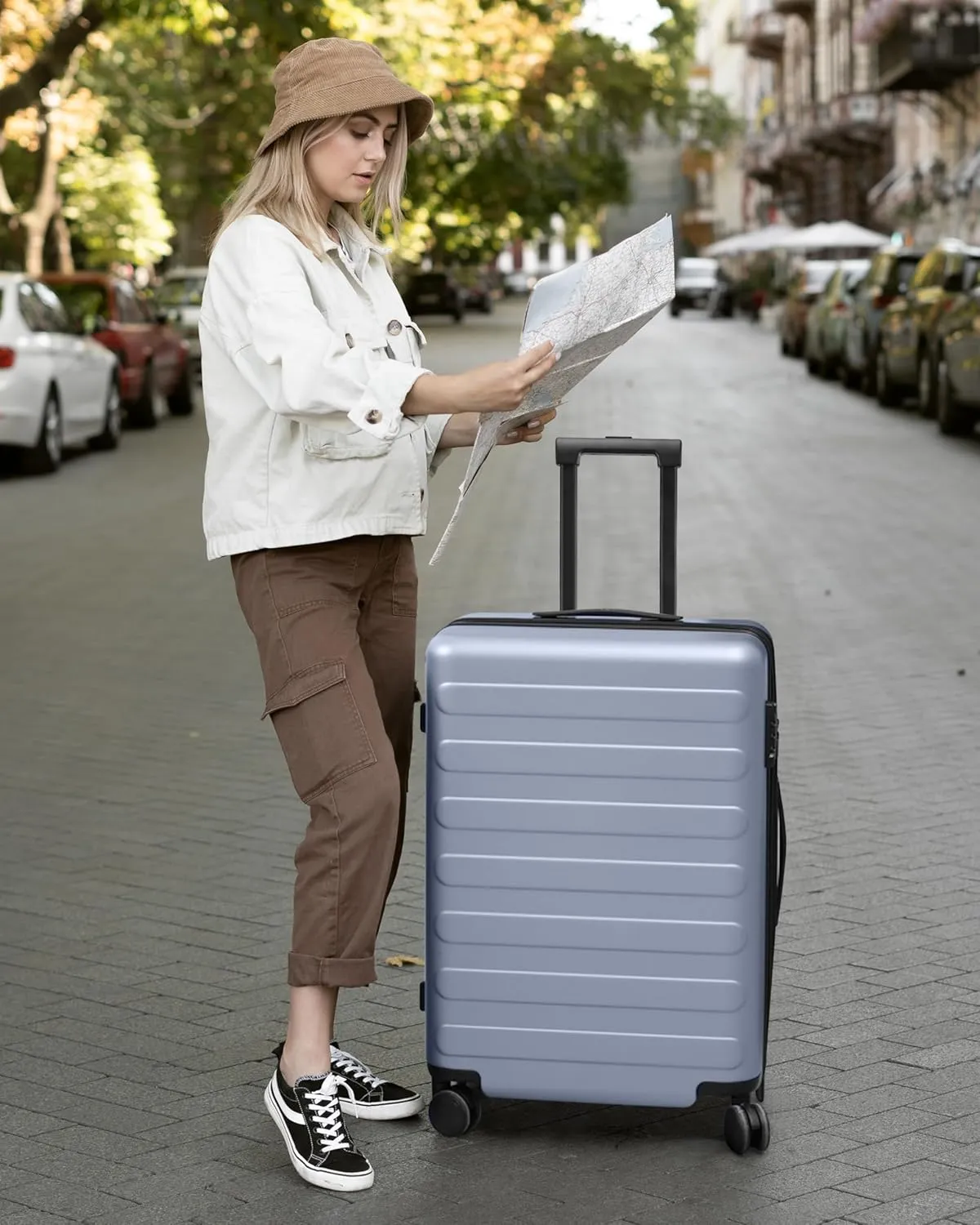 Medium Checked Luggage 24 Inch, Checking In Luggage with Smooth Spinner Wheels, Expandable, Hard Shell PC Suitcase, Lightweight Travel Luggage, TSA Approved (Shadow, Rhine Max)