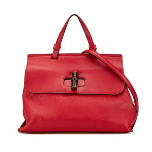 Medium Leather Bamboo Daily Satchel