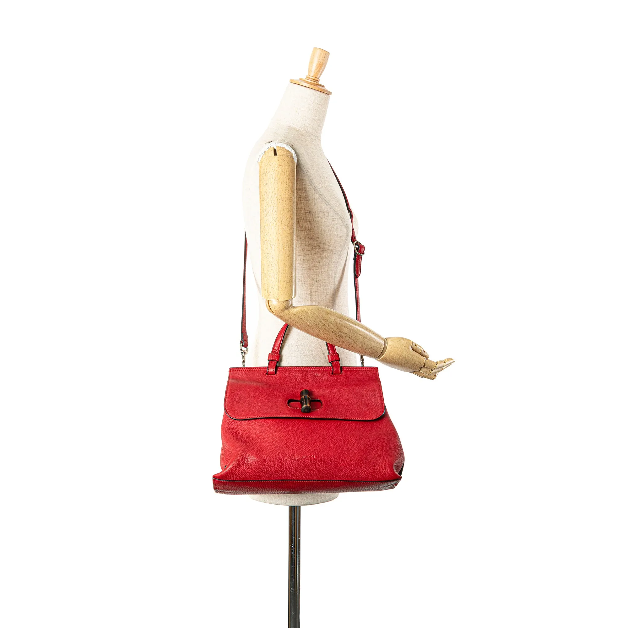 Medium Leather Bamboo Daily Satchel