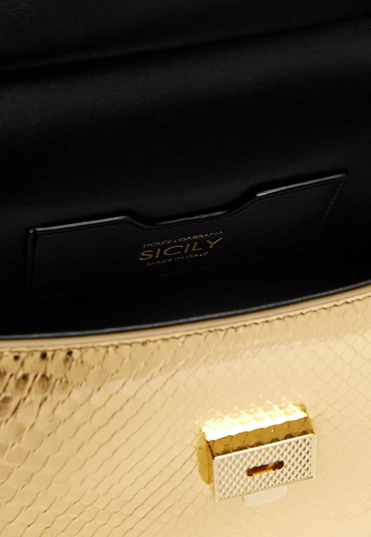 Medium Sicily Python Print Leather Top Handle Bag
