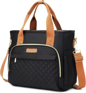Medium Tote Bag with Multi Pockets for Women, Quilted Top Handle Purse Crossbody Shoulder Bag Handbag