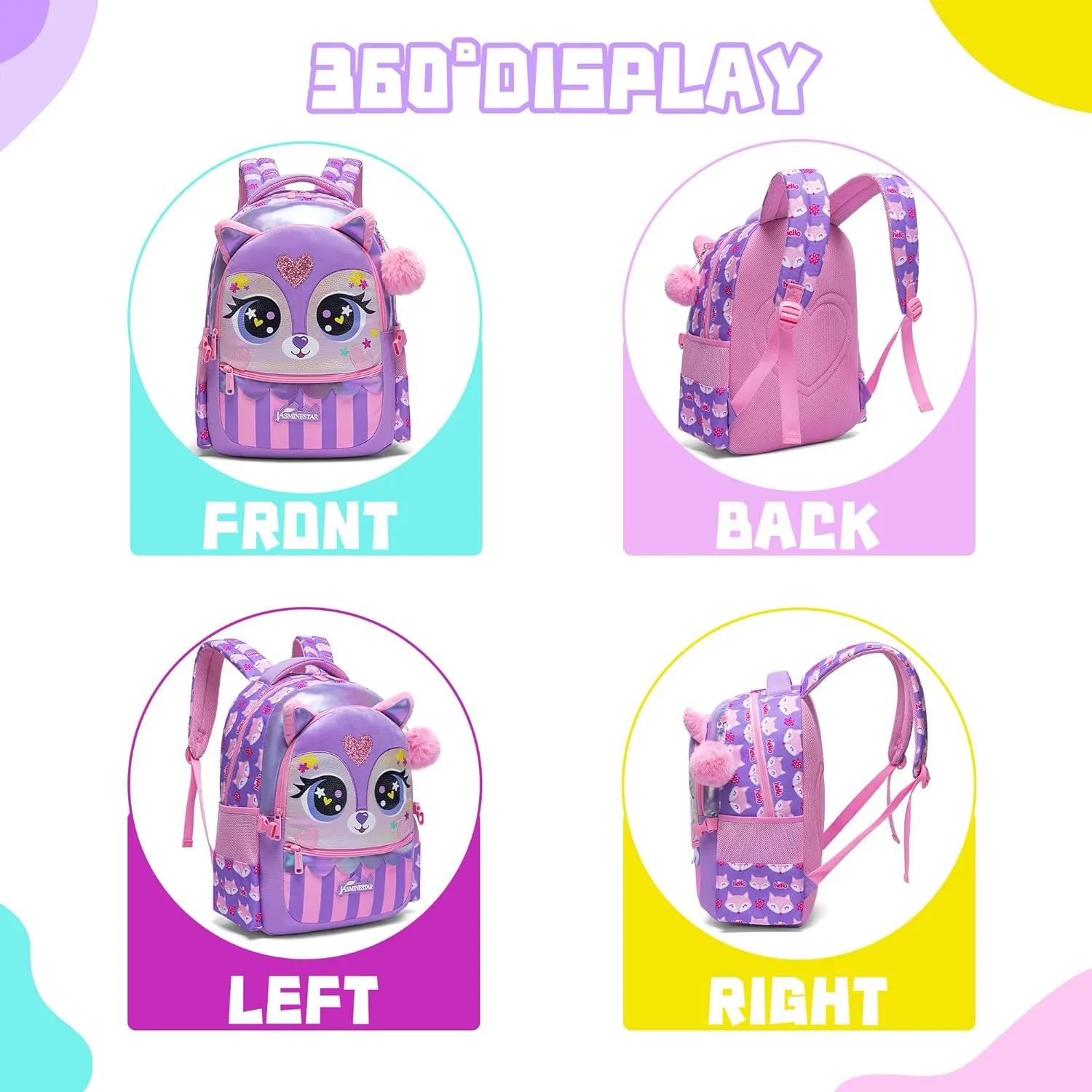 Meetbelify Backpack for Girls Backpacks for Elementary Preschool Students Kids School Cute Backpack with Lunch Box