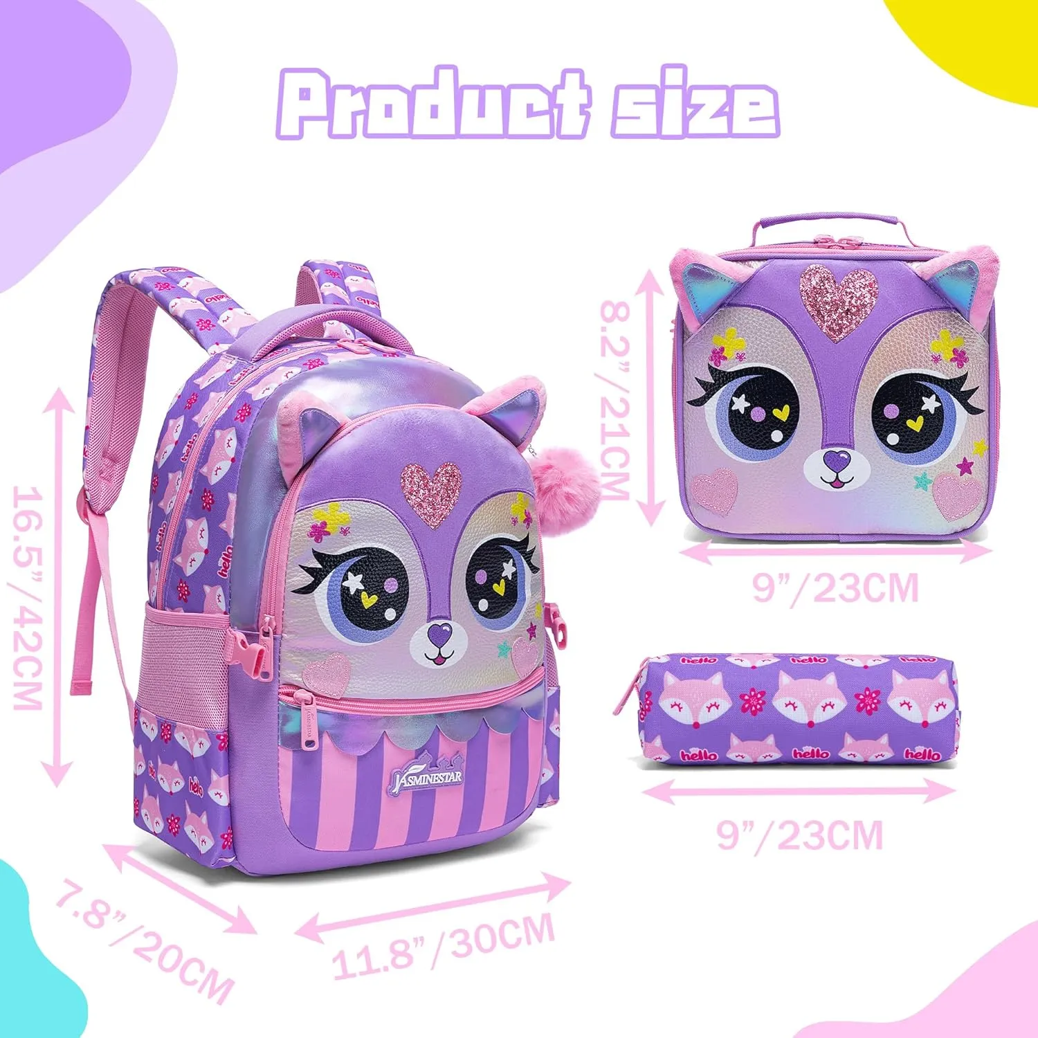 Meetbelify Backpack for Girls Backpacks for Elementary Preschool Students Kids School Cute Backpack with Lunch Box
