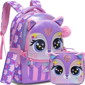 Meetbelify Backpack for Girls Backpacks for Elementary Preschool Students Kids School Cute Backpack with Lunch Box