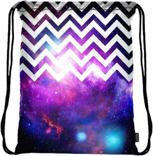 Meffort Inc Lightweight Drawstring Bag Sport Gym Sack Bag Backpack - Chevron Pattern Galaxy