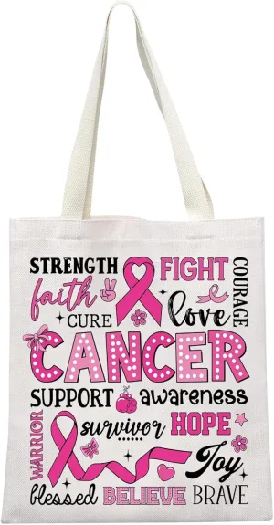 MEIKIUP Breast Cancer Awareness Gift Pink Ribbon Breast Cancer Awareness Tote Bag Breast Cancer Fighter Gift