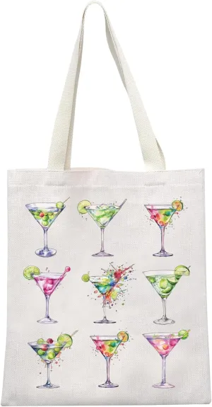 MEIKIUP Margarita Gift Watercolor Martini Tote Bag Cocktail Martini Margarita Lover Gift Tini time Shoulder Bag