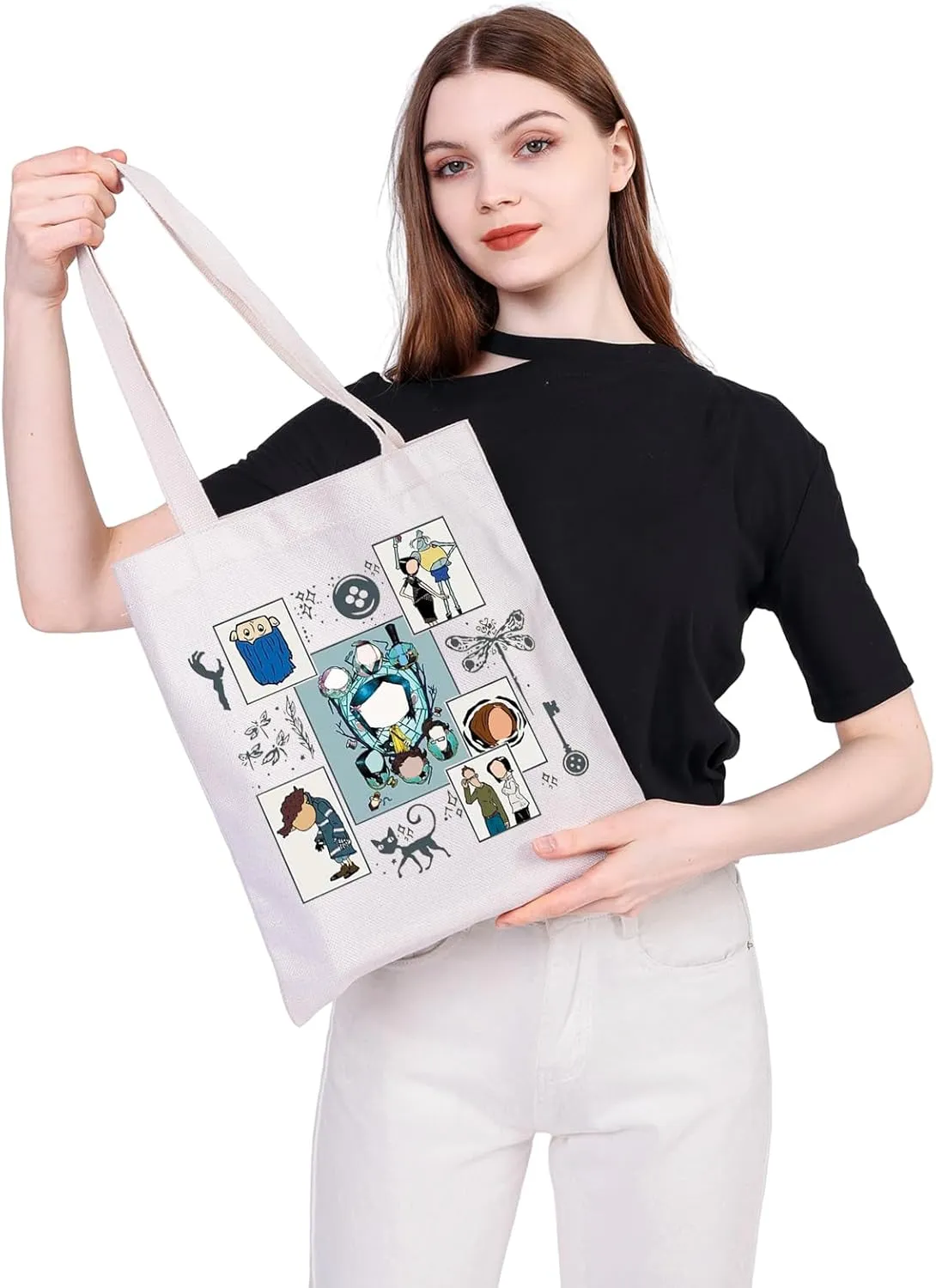 MEIKIUP Thriller Fantasy Cartoon Tote Bag Horror Cartoon Movie Shoulder Bag Ghost Mother Bag Thriller Film Gift