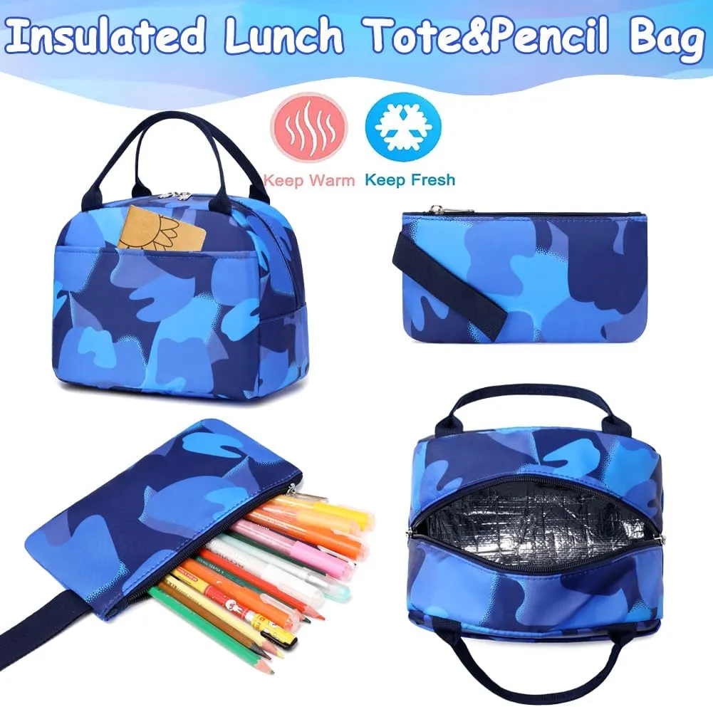 Meisohua School Backpack for Teens Girls Boys Backpack for Elementary Middle School Bookbag for Kids Backpack Lunch Bag Set