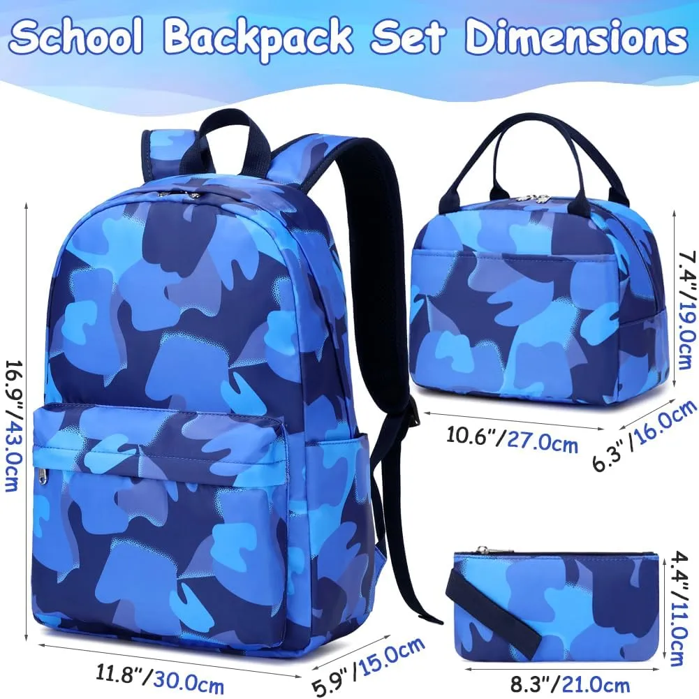 Meisohua School Backpack for Teens Girls Boys Backpack for Elementary Middle School Bookbag for Kids Backpack Lunch Bag Set