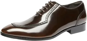 Men Oxfords Men's Fashion Classic Pointed Toe Lace Up Low Top Leather Dress Shoes Brogue Tuxedo Shoes Genuine Leather Elegant Formal Business