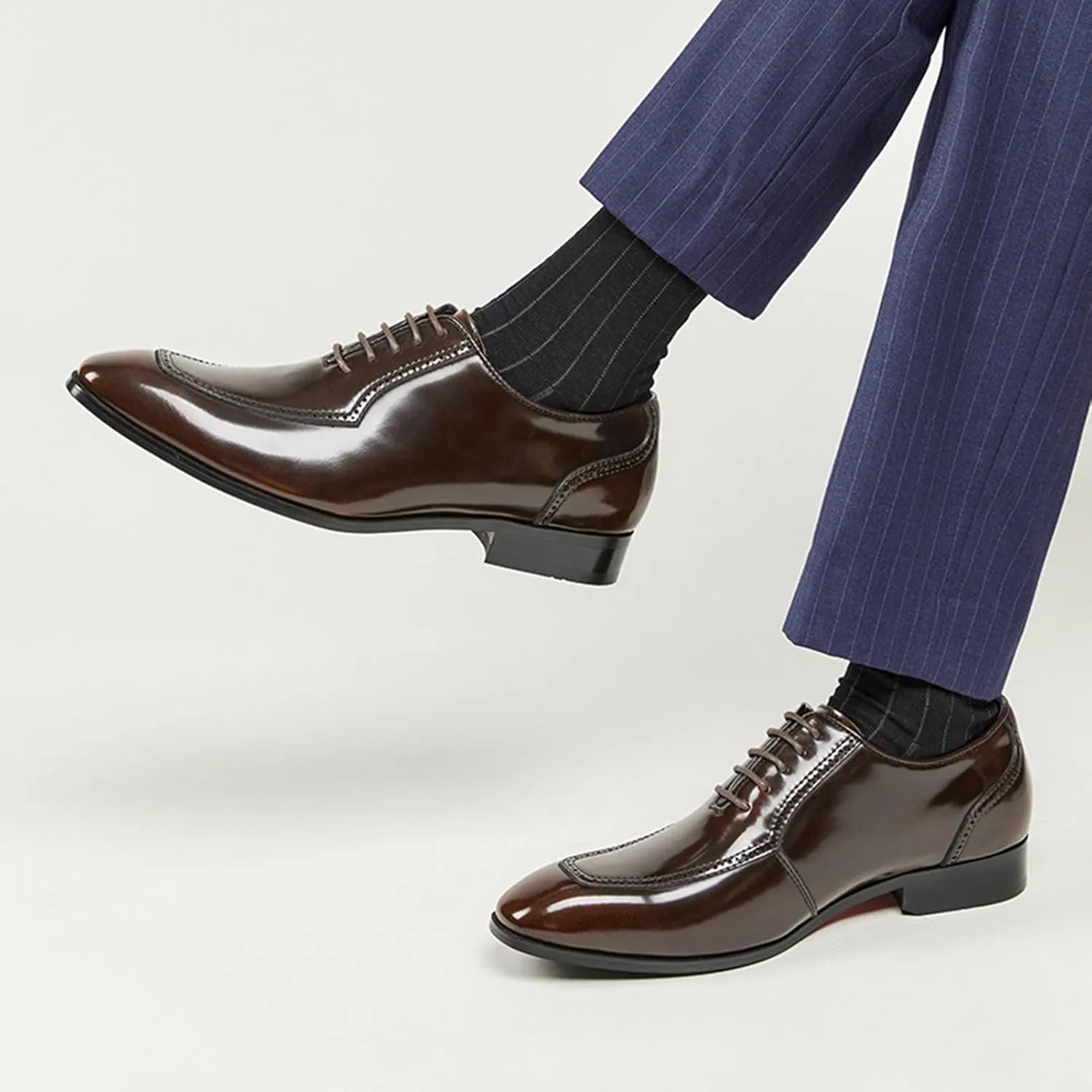 Men Oxfords Men's Fashion Classic Pointed Toe Lace Up Low Top Leather Dress Shoes Brogue Tuxedo Shoes Genuine Leather Elegant Formal Business