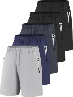 Men Running Athletic Shorts, Quick Dry 7 inch Inseam Gym Workout Men Shorts with Deep Pocket & Zipper