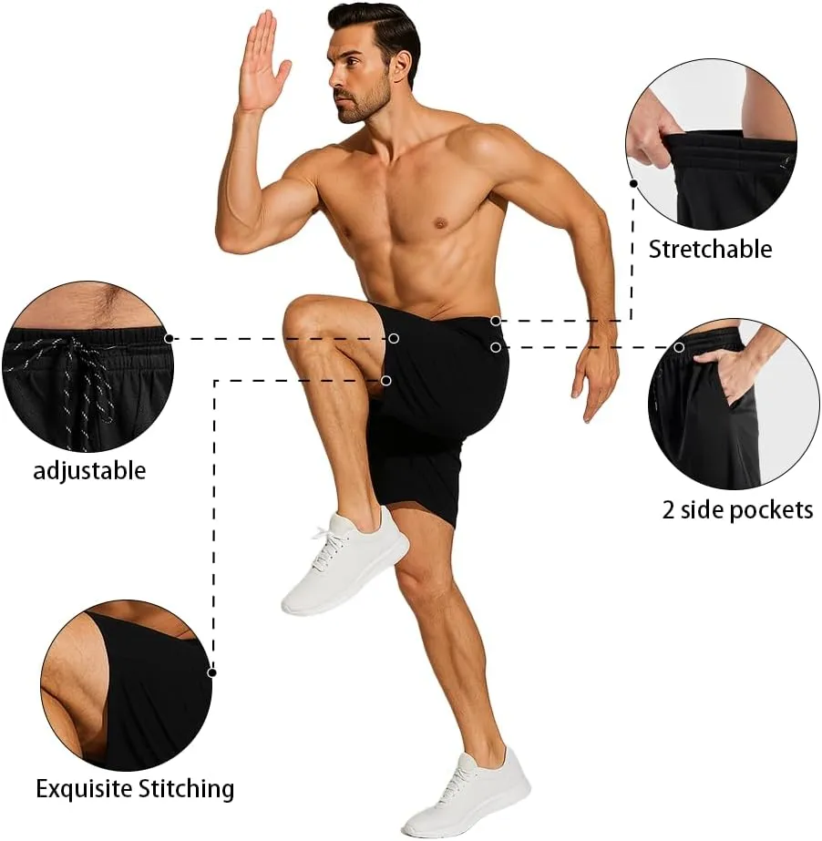 Men's 5" Inseam Mesh Workout Shorts 5-Pack – Lightweight, Breathable Athletic Shorts for Gym, Sports & Daily Wear