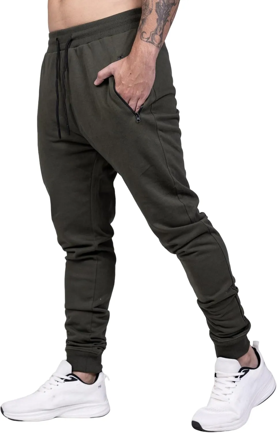 Men's Active Premium Quality Workout Joggers, Sweatpants with Zipper Pocket, Adjustable Drawstring, S-XXL