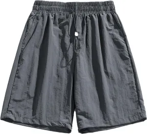 Men's Beach Shorts with Pockets Quick Dry Athletic Elastic Bermuda Lightweight Breathable Casual Outdoor Trunks