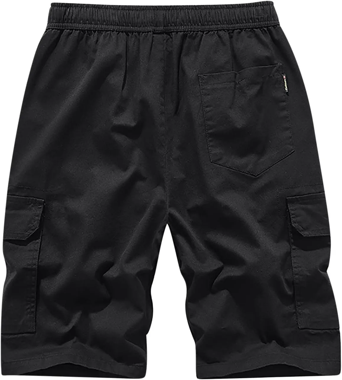 Mens Big and Tall Shorts Elastic Waist Cotton Cargo Shorts Drawstring Multi Pocket Casual Tooling Shorts Sport Shorts