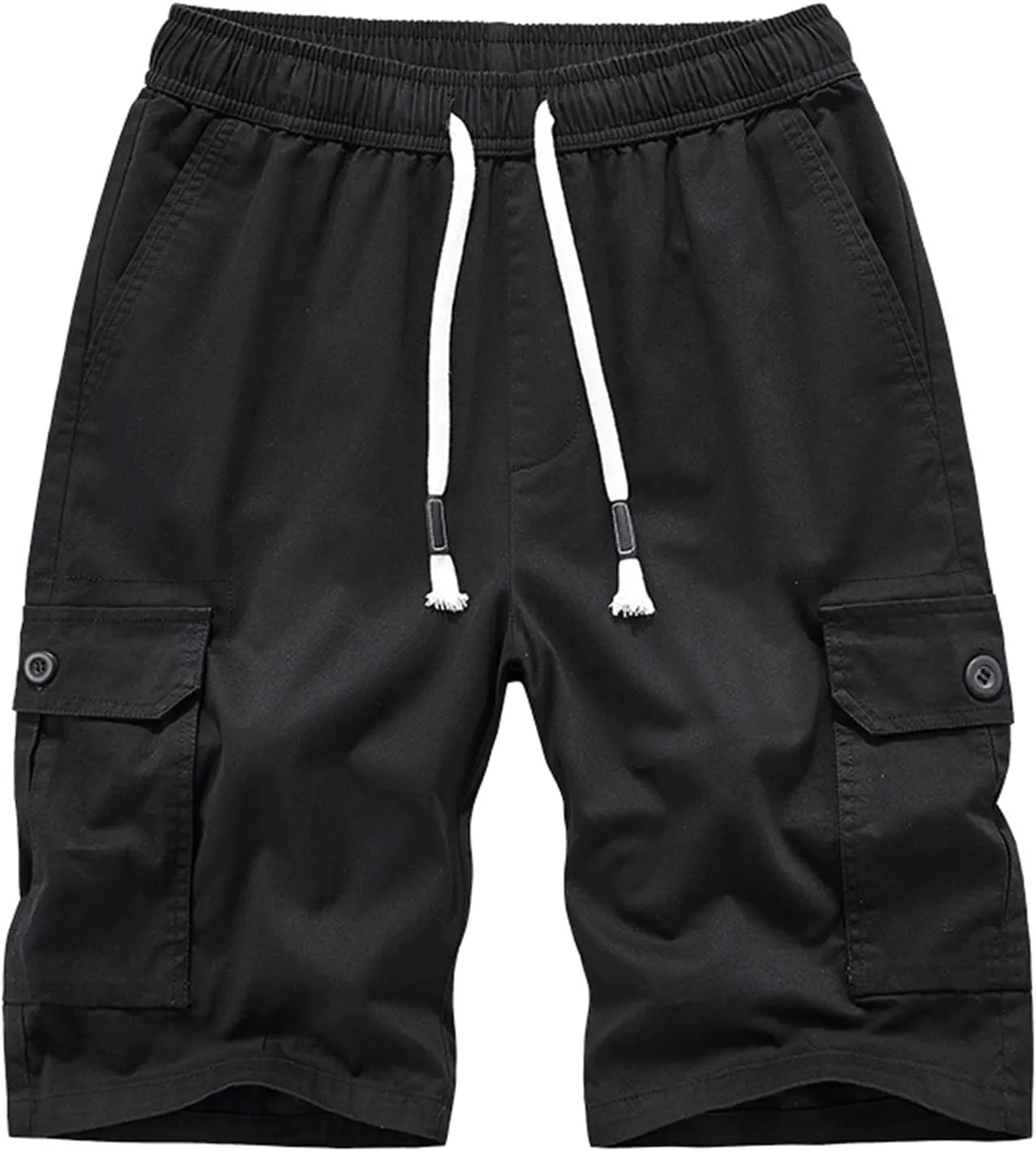 Mens Big and Tall Shorts Elastic Waist Cotton Cargo Shorts Drawstring Multi Pocket Casual Tooling Shorts Sport Shorts