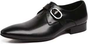 Men's Business Leather Shoes,Classic Buckle Dress Shoes Monk Shoes Banquet Wedding Cowhide Footwear,Black-43/UK 8.5/US 9