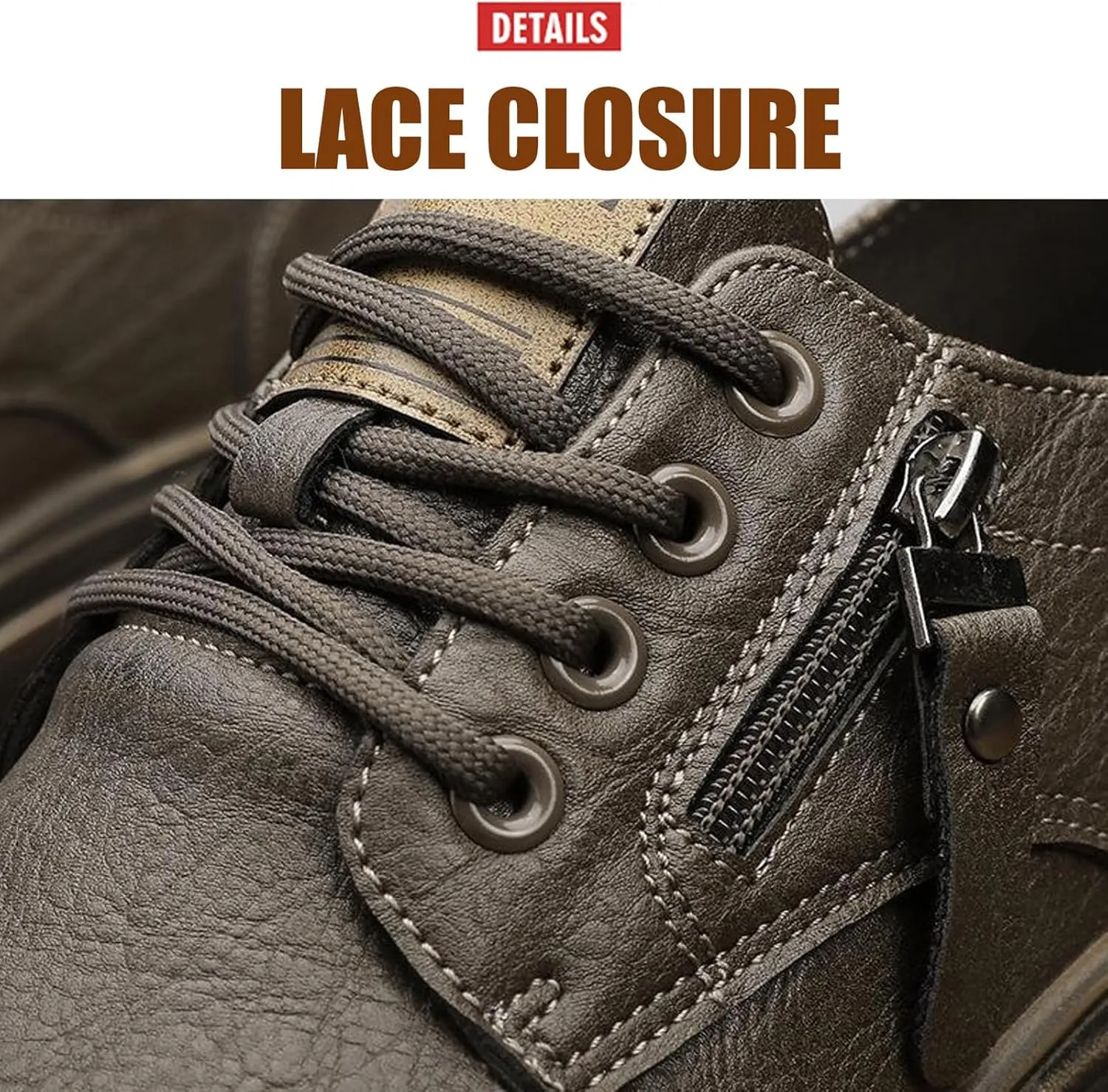 Men's Casual Oxfords Shoes Fashion Round Toe Platform Comfortable Non-Slip Low-Top Lace Up Leather Shoes Business Work Dress Shoes