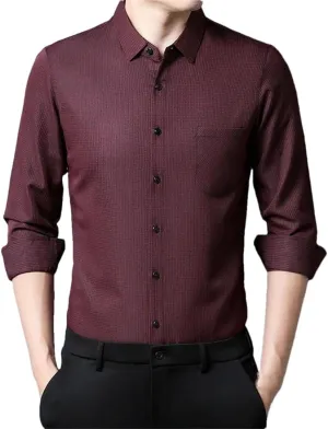 Men's Casual Plaid Long Sleeved Lapel Shirt for Spring and Autumn Fashion Comfortable Wrinkle Free Top